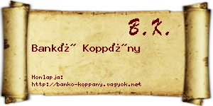 Bankó Koppány névjegykártya